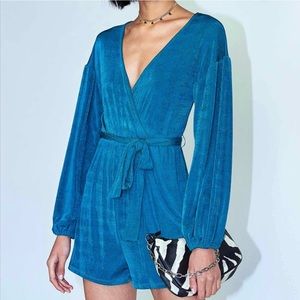 PRINCESS POLLY Strike It Up Romper Teal Blue